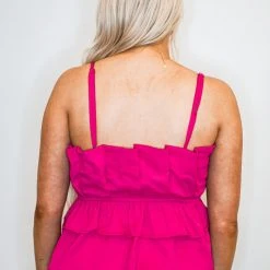 Purple Door Boutique Sunshine Promises Magenta Peplum Top New Arrivals