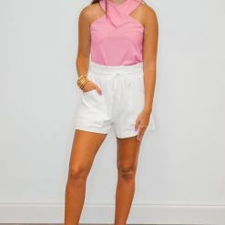 The Purple Door Boutique New Arrivals Spring Days White Paperbag Shorts
