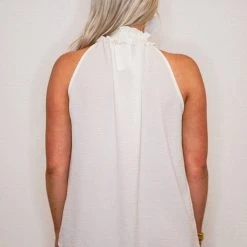 Purple Door Boutique Coastal Days Off White Sleeveless Top