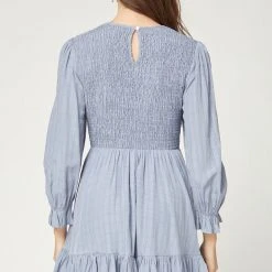 Purple Door Boutique Twilight Dreams Blue Smocked Long Sleeve Dress New Arrivals