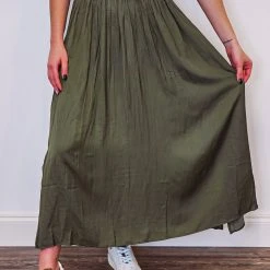 Purple Door Boutique Timeless Impression Olive Maxi Skirt