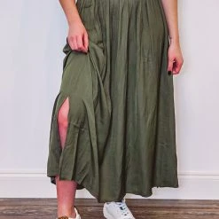 Purple Door Boutique Timeless Impression Olive Maxi Skirt