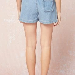 The Purple Door Boutique Ladies' Chambray Comfort Elastic Waist Shorts