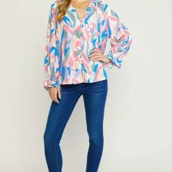 The Purple Door Boutique White Pastels Button Down Top