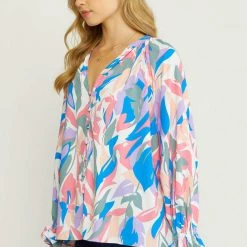 The Purple Door Boutique White Pastels Button Down Top