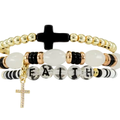 Purple Door Boutique Erimish Faith Cross Black Bracelet