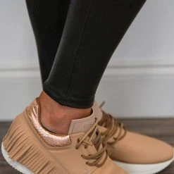 Esseutesse Nude Leather Fringe Sneakers New Arrivals