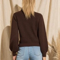 Purple Door Boutique Espresso Cut Out Ribbed Sweater