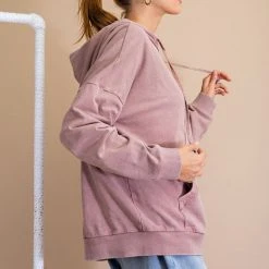 Purple Door Boutique Faded Plum Mineral Washed Hoodie New Arrivals