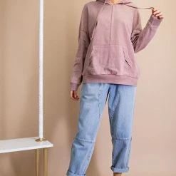 Purple Door Boutique Faded Plum Mineral Washed Hoodie New Arrivals