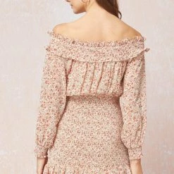 Purple Door Boutique Summer SALE Beautifully Floral Off The Shoulder Smocked Dress