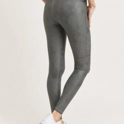 Mono B Athleisure New Arrivals Mono B Gun Metal Metallic Foil Leggings