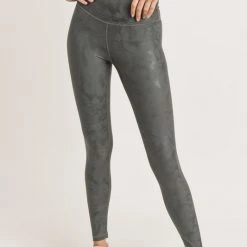 Mono B Athleisure New Arrivals Mono B Gun Metal Metallic Foil Leggings