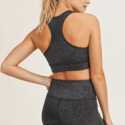 Mono B Athleisure New Arrivals Mono B Black Flake Foil Sports Bra