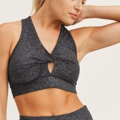 Mono B Athleisure New Arrivals Mono B Black Flake Foil Sports Bra