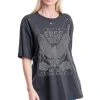 Purple Door Boutique Black Distressed Free Bird Tee New Arrivals