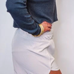 Purple Door Boutique Ladies' Active Babe Light Beige Shorts