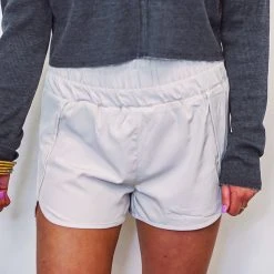 Purple Door Boutique Ladies' Active Babe Light Beige Shorts