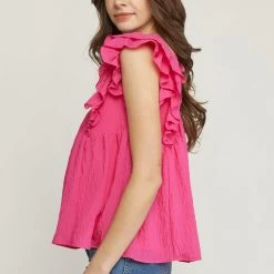 Purple Door Boutique Boardwalk Beauty Fuchsia Babydoll Top