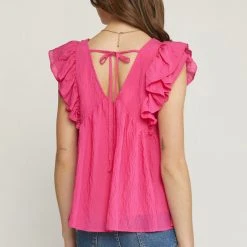 Purple Door Boutique Boardwalk Beauty Fuchsia Babydoll Top