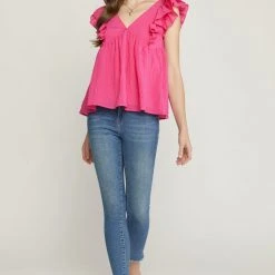 Purple Door Boutique Boardwalk Beauty Fuchsia Babydoll Top