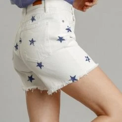 Purple Door Boutique White Denim Star Cut Off Shorts