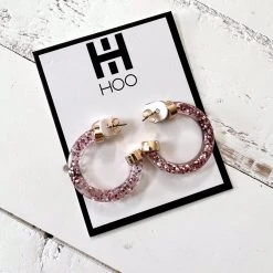 Purple Door Boutique Light Pink Glitter Mini Hoop Earrings Jewelry
