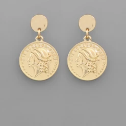 Purple Door Boutique Jewelry The It Coin Gold Earrings