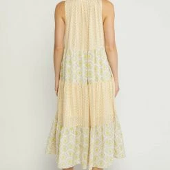 Purple Door Boutique Ladies' Bohemian Gold Tiered Midi Dress