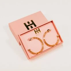 Purple Door Boutique Gold Foil Large Hoop Earrings