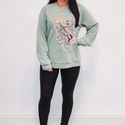 Purple Door Boutique Ladies' Olive Rock N Roll Sweatshirt