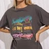 Purple Door Boutique Vintage Diner Charcoal Graphic Tee Ladies'