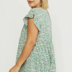 Purple Door Boutique Floral Favorite Green Babydoll Top Summer SALE