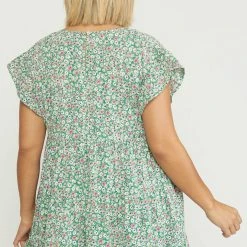 Purple Door Boutique Floral Favorite Green Babydoll Top Summer SALE
