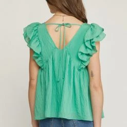 Purple Door Boutique Boardwalk Beauty Green Babydoll Top