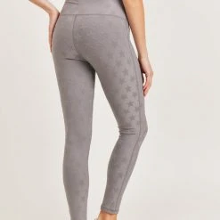 Mono B Athleisure Mono B Grey Star Jacquard Leggings New Arrivals