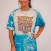 Purple Door Boutique GG Tiger Acid Wash Blue Tee Summer SALE