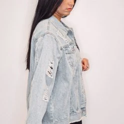 Purple Door Boutique Glory Days Distressed Denim Jacket Ladies'