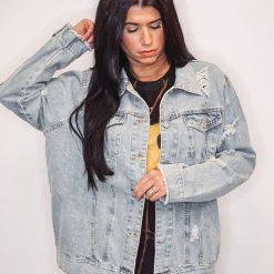 Purple Door Boutique Glory Days Distressed Denim Jacket Ladies'