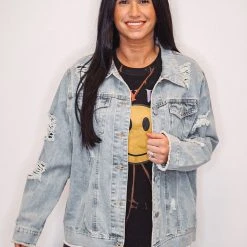 Purple Door Boutique Glory Days Distressed Denim Jacket Ladies'