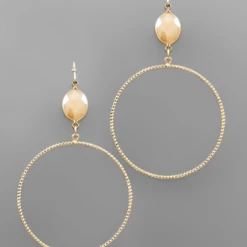 Purple Door Boutique Natural Crystal Hoop Earrings Jewelry