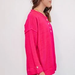 Purple Door Boutique Ladies' Totally In Love Hot Pink Sweater