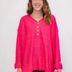 Purple Door Boutique Ladies' Totally In Love Hot Pink Sweater