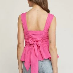 Purple Door Boutique Hot Pink Ruched Peplum Top New Arrivals