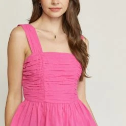 Purple Door Boutique Hot Pink Ruched Peplum Top New Arrivals