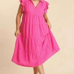 Purple Door Boutique Sweet Surprise Hot Pink Midi Dress