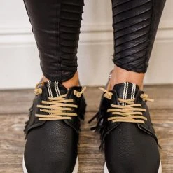 Shu Shop Shoes Pepa Fringe Black Sneaker