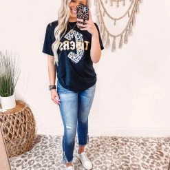 Purple Door Boutique Commerce Tigers Black Tee Ladies'