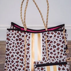 Purple Door Boutique Purses/Totes Glam Leopard Print Neoprene Tote Bag