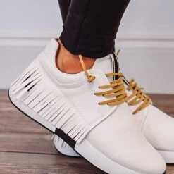 Shu Shop Pepa Fringe White Sneakers Shoes